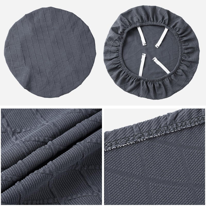 Fuloon Stretch Chair Seat Covers 4 PCS, Removable Washable Dining Chair Covers Anti-Dust Dining Room Seat Cushion Slipcovers (4, Gray) - Image 4